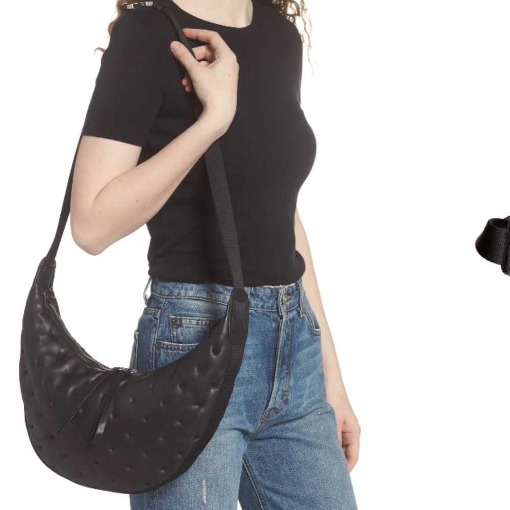 NWT  RAG & BONE Riser Leather Crossbody Bag Tufted Leather Black